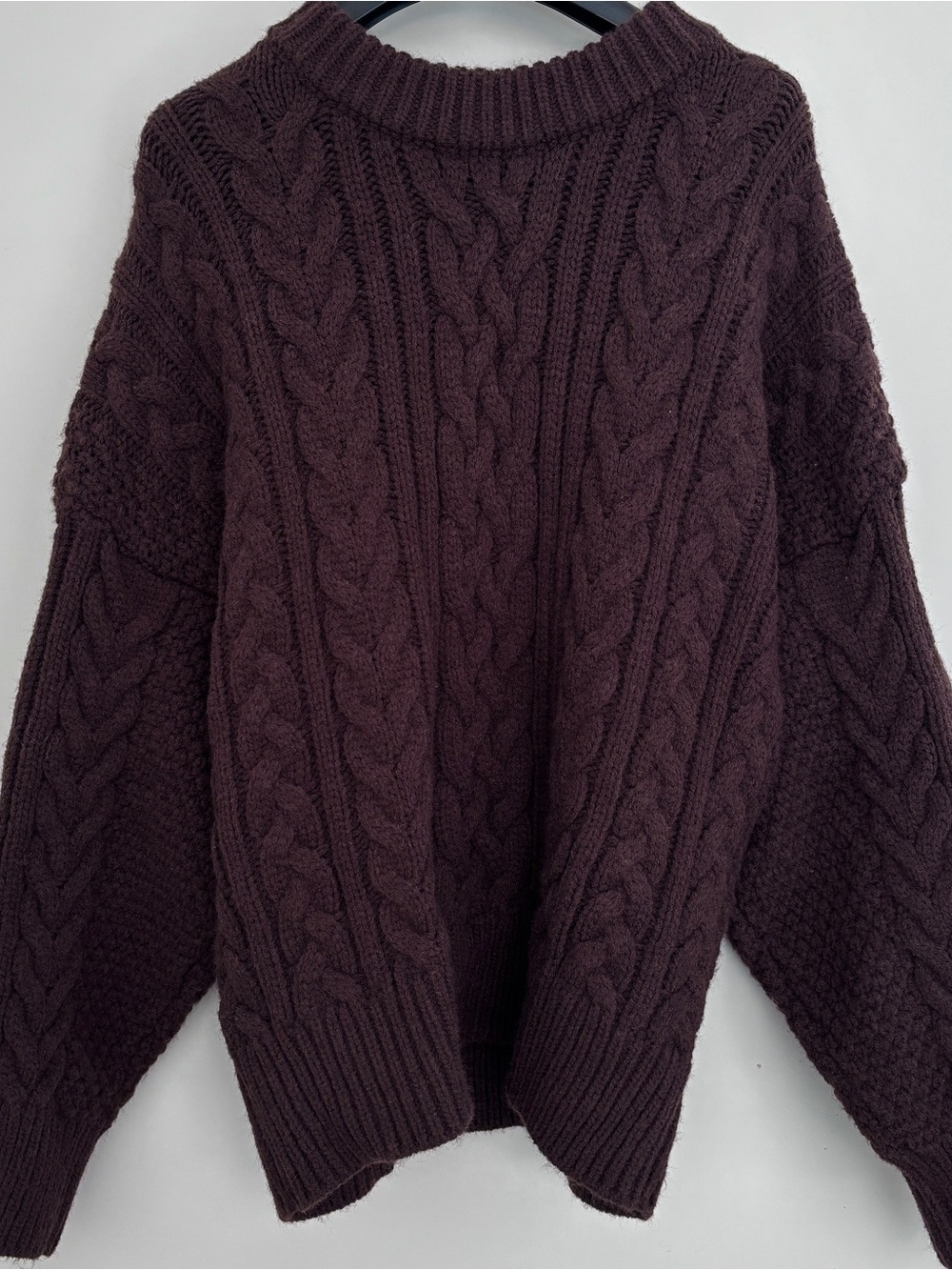 OWL Made in Korea brown chunky cable knit sweater oversized Gilmore vibe